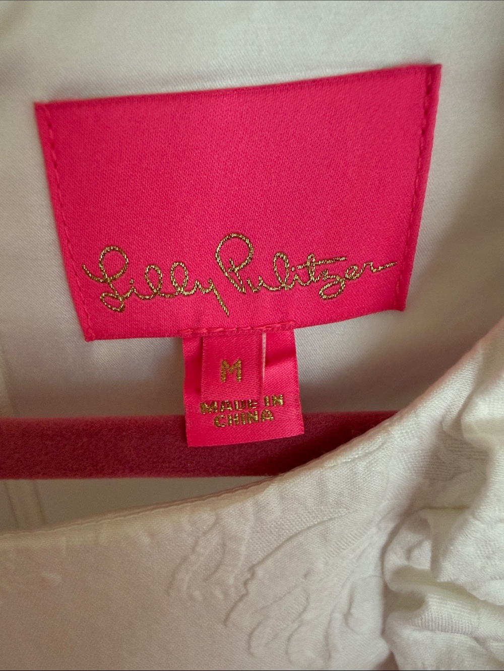 💕EUC Lilly Pulitzer Kailee Floral Jacquard White Dress with Hot Pink Label - Picture 2 of 8